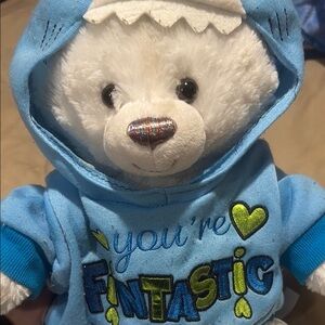 Build-A-Bear Blue and White Stuffed Animal with Hoodie